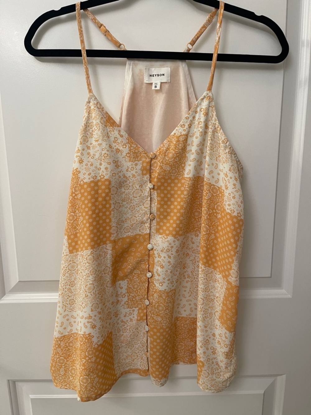 Heyson Yellow Patchwork Print Button-Front Camisole